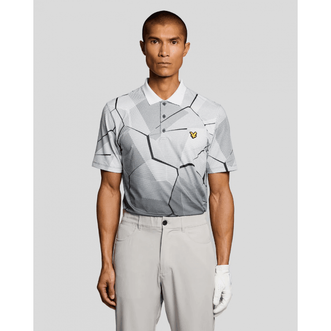 Lyle & Scott Golf Geometric Print Polo Ultimate Grey