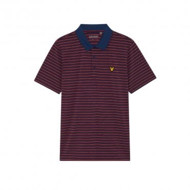 Lyle & Scott Golf Striped Polo - Plum / White