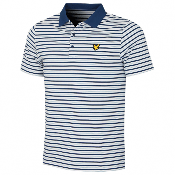 Lyle & Scott Golf Striped Polo White / Aquamarine