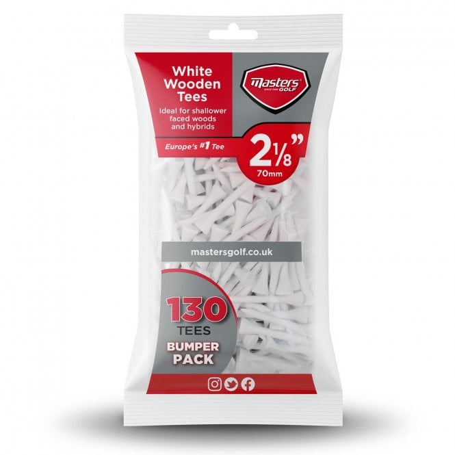 Masters  (55mm) Bag of 130 Wooden White Golf Tees