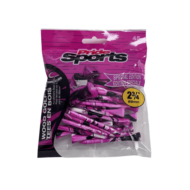 Masters Pride PTS 69mm Pink/Black Bamboo Golf Tees - 45 Pack