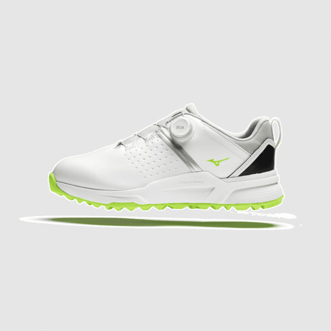 Mizuno  Hazard Enerzy Boa Golf Shoes - White/Green Gecko