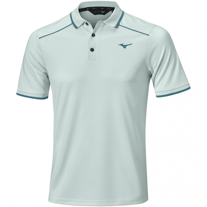 Mizuno  Rib Knitted Short Sleeve Polo Shirt Pale Blue