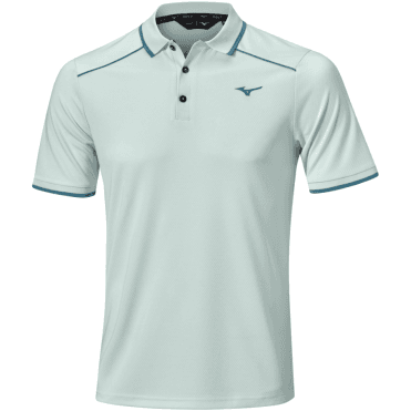 Mizuno Rib Knitted Short Sleeve Polo Shirt Pale Blue