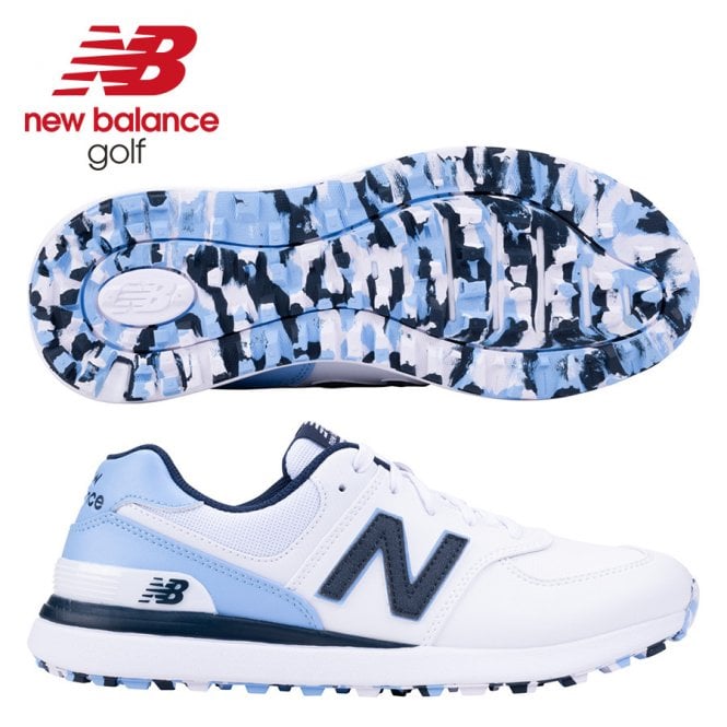 New Balance  Womens 574 Greens v2 White/Sky Golf Shoes