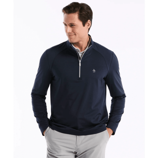 Penguin Original  Ls Mixed Media 1/4Z Pullover BLACK IRIS