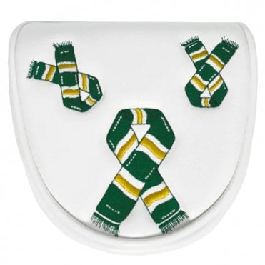 PRG Golf Football Scarf Green/Yellow/White Headcover - Mallet Putter