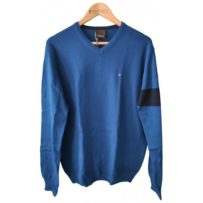 Oscar Jacobson  Nero Pin V-Neck - Blue
