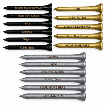 Personalised Custom Engraved Wooden Golf Tees - Black/Gold/Silver/Wedding/Gift