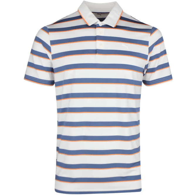 Puma  Cloudspun Stripe Polo - White/Dark Indigo