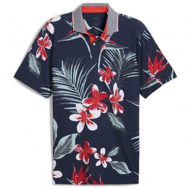 Puma  MATTR Luau Polo - Deep Navy/Red Fire