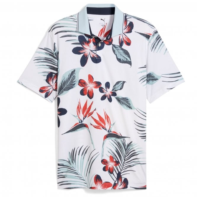 Puma  MATTR Luau Polo - White Glow/Red Fire