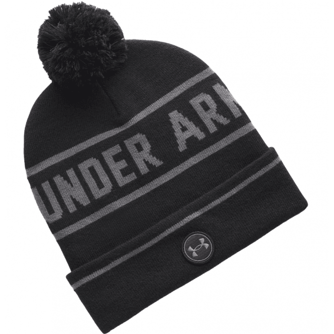 Under Armour  Drive Pom Beanie Black/CASTLEROCK - OSFM