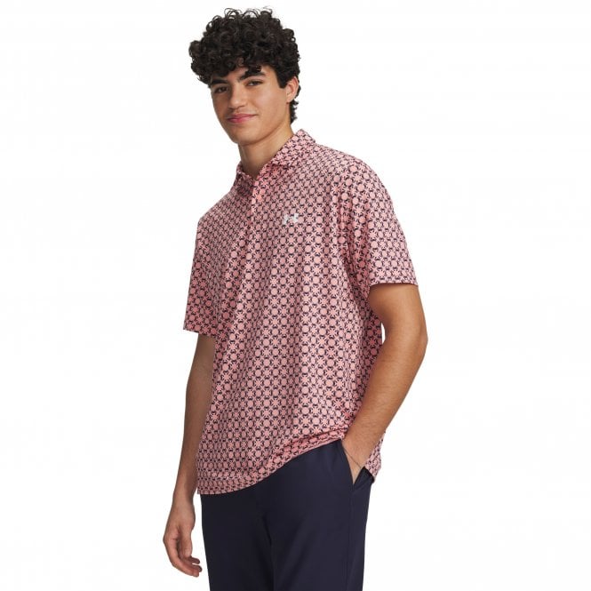 Under Armour  Matchplay Printed Polo Pink/Navy/White