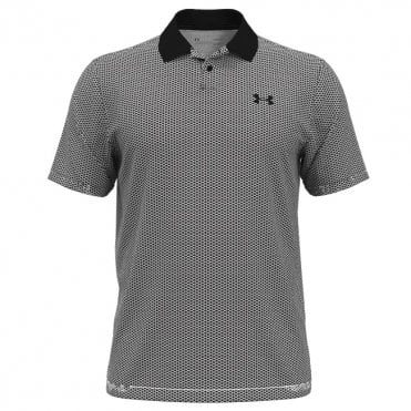 Under Armour Mens Perf 3.0 Printed Polo Black/White/Black