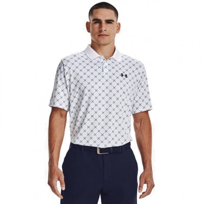 Under Armour  Perf 3.0 Printed Polo White/Cosmic Blue