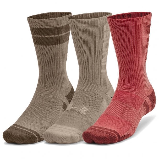 Under Armour  Perf Tech Nov 3pk Crew Socks Sedona Red