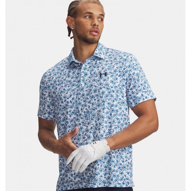 Under Armour  Playoff 3.0 Printed Polo White/Varsity/Navy