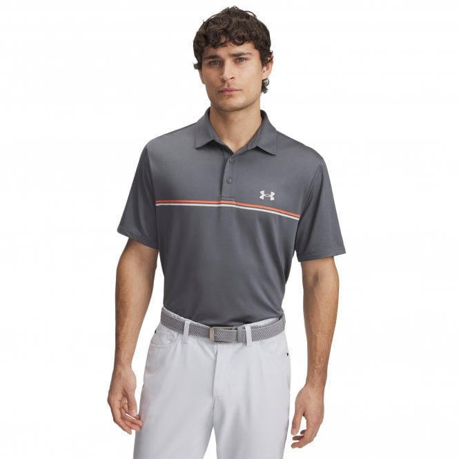 Under Armour  Playoff 3.0 Stripe Polo CASTLEROCK/Fire