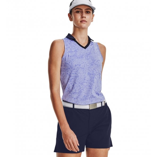 Under Armour  Womens Playoff Floral Sleeveless Polo Blue