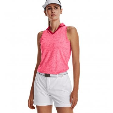 Under Armour Womens Playoff Floral Sleeveless Polo Pink